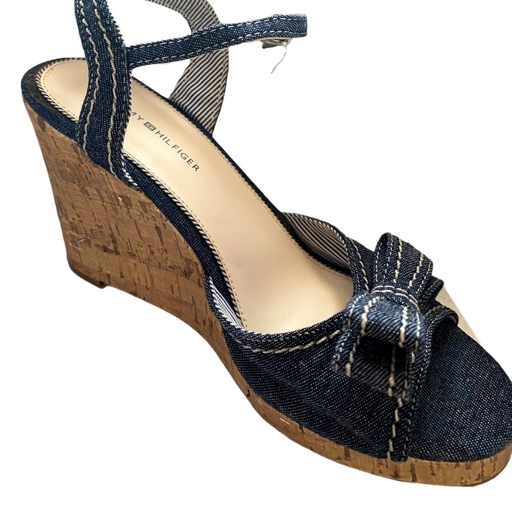 Tommy Hilfiger Denim Wedge Sandal. Blue. Sz. 6.